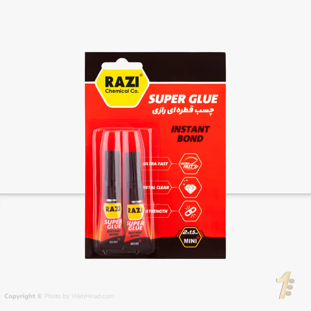 عکس پک دوتایی چسب قطره ای رازی 1.5 میل تیوبی رازی